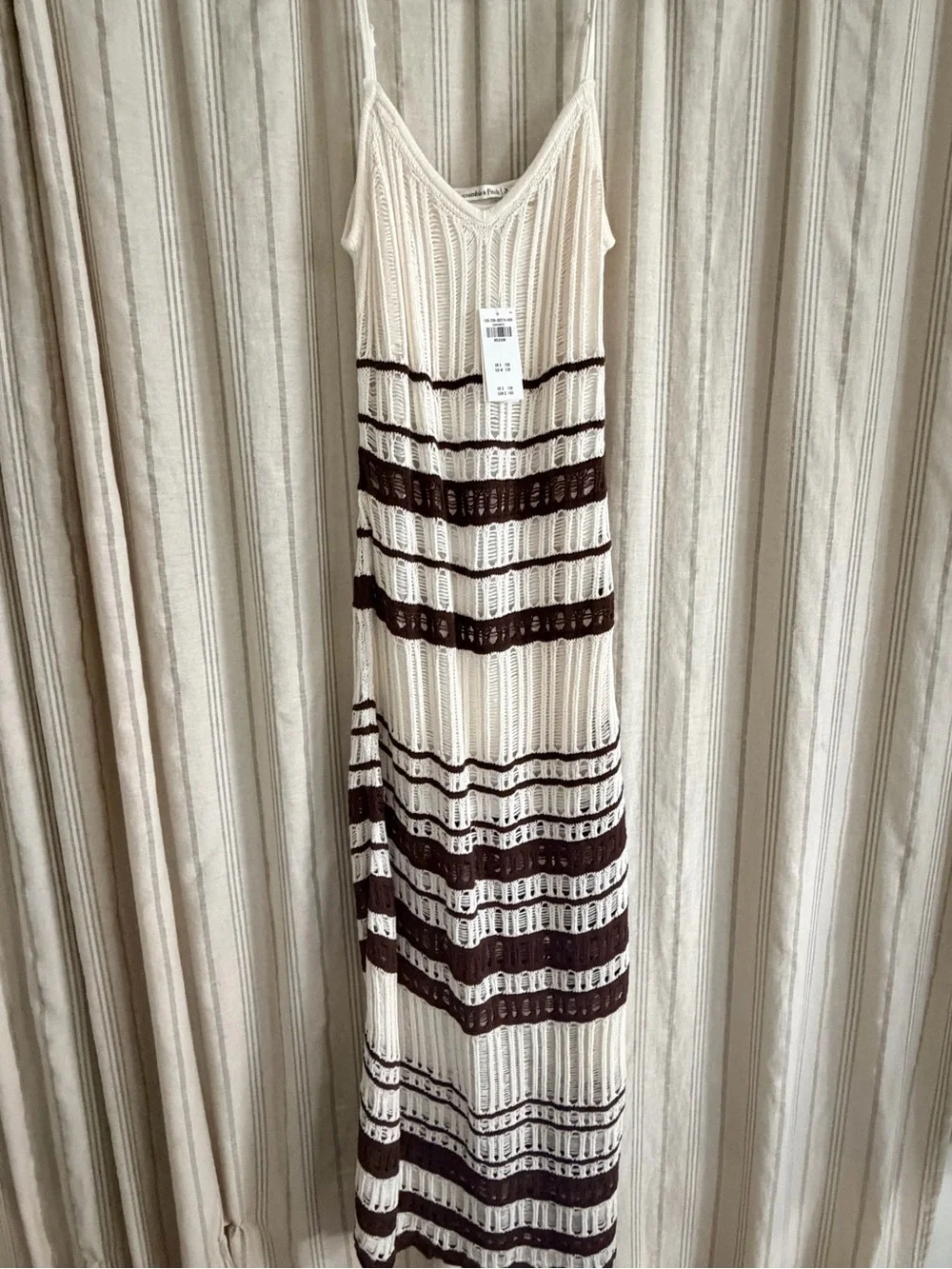 Abercrombie & Fitch Crochet-Style Cream and Brown Maxi Dress